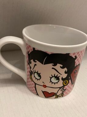 Betty Boop With Dog Logo Polka Dot Coffee Cup 12Oz Size Pink And Red 2006.